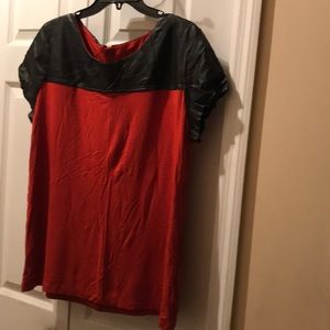 Cotton shirt with leather on top